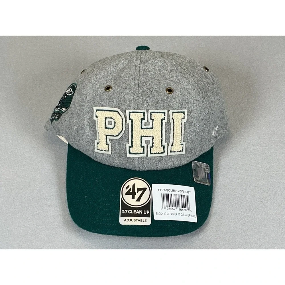 Philadelphia Eagles 47 Brand Clean Up Hat Gray Green Adjustable NFL Cap OSFA